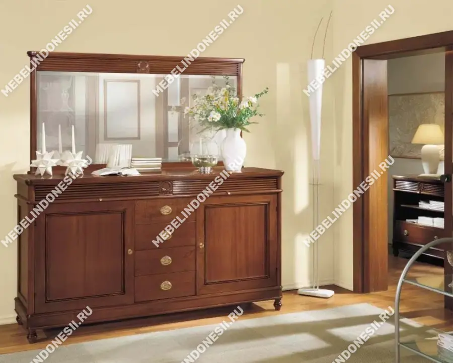 Буфет с зеркалом "Мария Сильва" Слоновая кость MS909-MS917  купить в интернет магазине Мебель из массива. Звоните +7 495 961-63-63 Столовые
